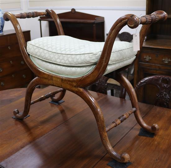 A French X frame stool W.86cm